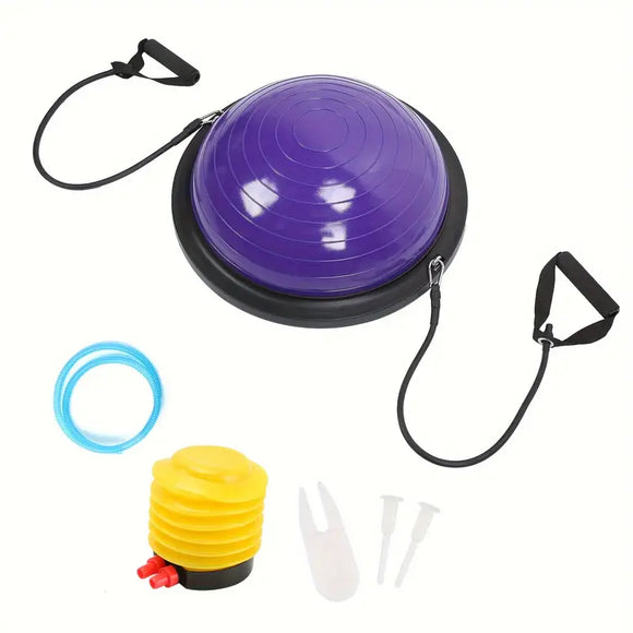 NNETM Balance Ball Gym Training Exercise Half Fitness with Pump & Band - Purple