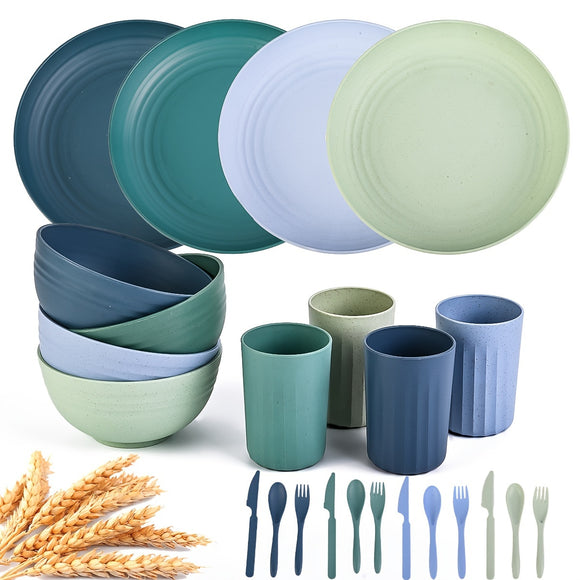NNETM Colorful Plastic Camping Cutlery Set (24pcs)