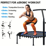 NNETM Rebounder Mini Trampoline with Adjustable Handle Bar(Blue)