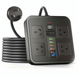 NNETM 10-in-1 Power Strip – 4 Outlets, 6 USB (USB-C), Surge Protection