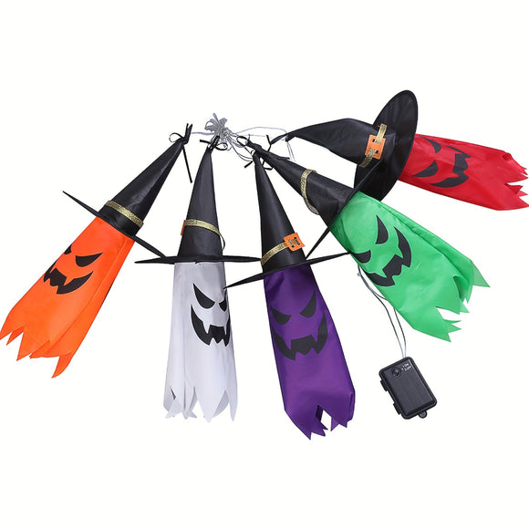 NNETM Halloween Ghost Witch Hat Lights 5-Pack LED