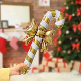 NNEOBA Golden Bow Candy Cane Handheld Stick Balloon for Christmas