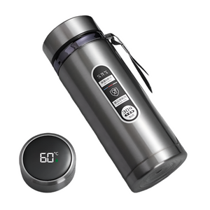 NNEOBA 1L Stainless Steel Thermos Bottle LED Temperature Display Silver