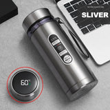 NNEOBA 1L Stainless Steel Thermos Bottle LED Temperature Display Silver