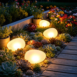 4-LED Solar Pebble Garden Warm Light