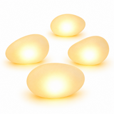 4-LED Solar Pebble Garden Warm Light