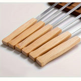 NNETM 8-Pack Stainless Steel BBQ Skewers with Wooden Handles