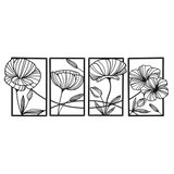 Yezi Metal Wall Art 4Pcs Floral Minimalist Line Decor-1937319819200303112