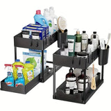 NNETM Pull Out Under Sink Storage Rack - Kitchen & Bathroom Organizer