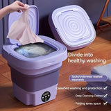 NNETM Portable Mini Washing Machine - Collapsible, 8L Capacity, 3 Sterilizing Modes, Purple