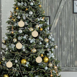 NNEOBA DIY Wooden Round Bauble Ornaments with Twines