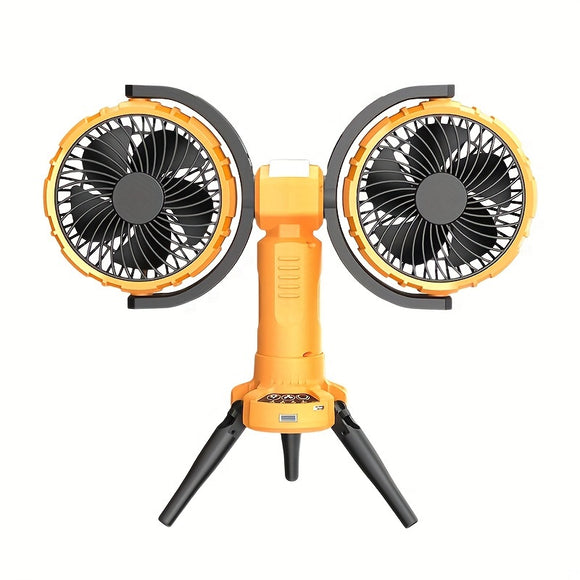 NNETM Dual-Head Rechargeable Desk Fan with 4-Speed Control