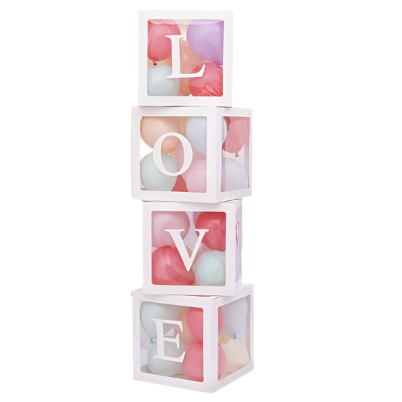 NNETM Transparent Balloon Box Set with White LOVE Letters