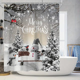 NNETM Frosty Friends: 4-Piece Christmas Snowman Shower Curtain Set