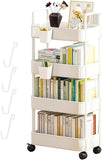 NNEOBA 4 Layer Mobile Organizer Cart with Wheels and Hanging Bucket