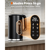 NNETM 1.7L Smart Electric Kettle – 2200W Stainless Steel with Temp Control & Display