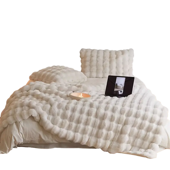 NNETM Soft and Cozy Plush Blanket - Vintage Elegance for Ultimate Comfort- White