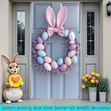 NNETM Bunny Ears Easter Egg Wreath Polyester Door Decor