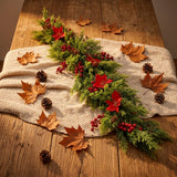 70.87-Inch Red Artificial Poinsettia Berry Vine Flower Garland