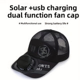 NNETM Solar Fan Baseball Cap – Outdoor Cooling Hat with USB Rechargeable Fan & LED Light