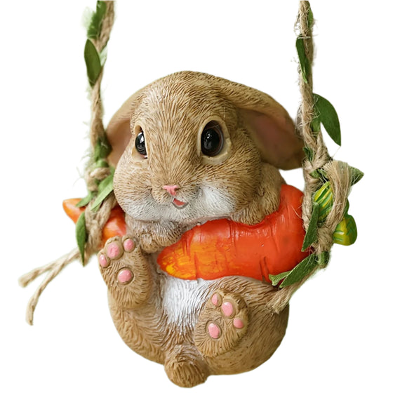 NNETM Resin Easter Bunny Carrot Figurine for Home Decor