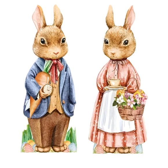 NNETM Wooden Rabbit and Flower Garden Signs Set