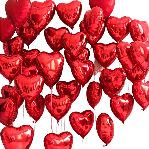 NNETM 15pcs Red Heart Love Aluminum Balloons