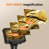 10.92cm IPS Digital Microscope – 1000X 1080P Coin Microscope with 8 LED Lights & PC Compatibility