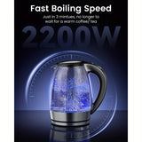 NNETM 1.8L Electric Kettle – 2200W Glass Fast Boil Tea & Coffee Kettle