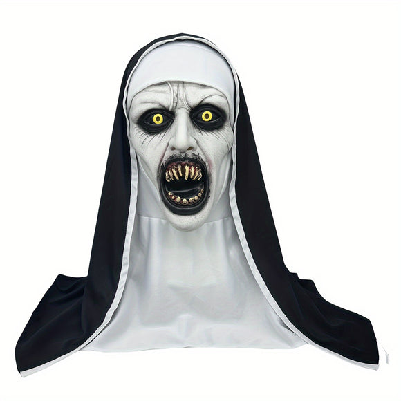 NNETM Synthetic Latex Spooky Nun Mask Halloween Costume