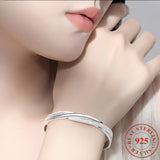 925 Sterling Silver Interlaced Boho Bracelet – Elegant Women's Fashion Jewelry