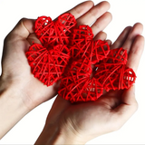 NNETM Red Heart-shaped Rattan Decorative Balls Set - 12pcs
