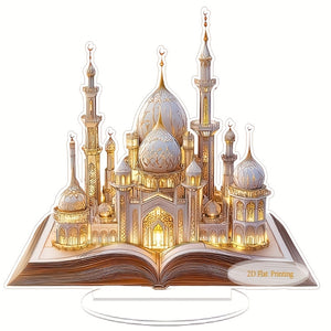 NNETM 2D Flat Acrylic Mosque Desktop Tabletop Decoration