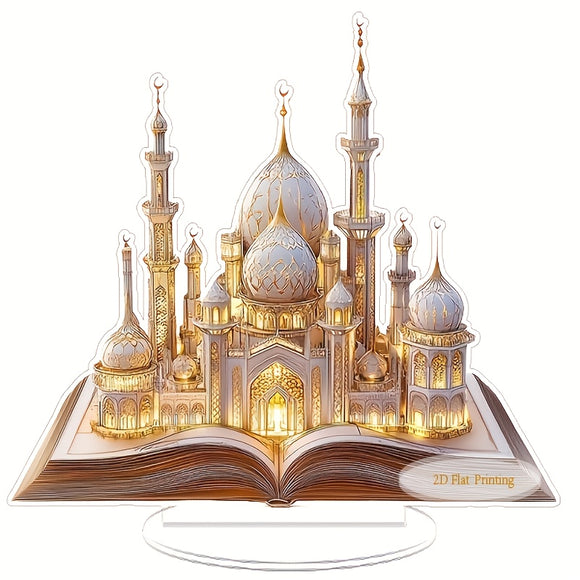 NNETM 2D Flat Acrylic Mosque Desktop Tabletop Decoration