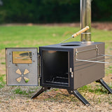 NNETM Portable Foldable Wood Stove with 7 Chimneys