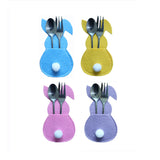 NNETM 4pcs Easter Bunny Cutlery Holder Set