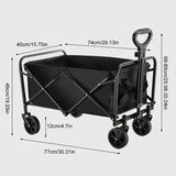 NNETM Foldable Utility Wagon with Side Pockets and Brakes