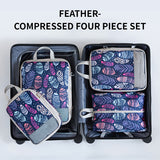 NNETM Feather Print Travel Compression Bag Set Organizer