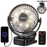 NNETM Portable Clip Fan – USB Rechargeable with LED Light & Timer (15.24cm)