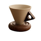 Vintage Ceramic Coffee Cup with Handle and Spiral Base