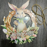 NNETM Easter Bunny Wreath Door Hanger for Holiday Decor