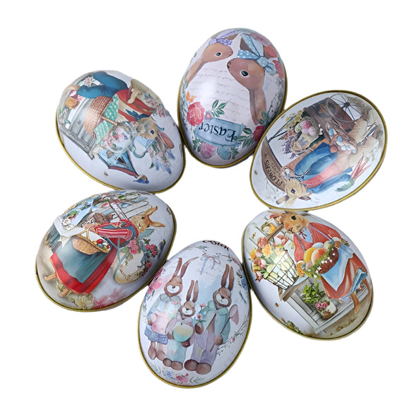 NNETM 6pcs Easter Egg & Bunny Iron Candy Boxes