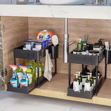 NNETM Pull Out Under Sink Storage Rack - Kitchen & Bathroom Organizer