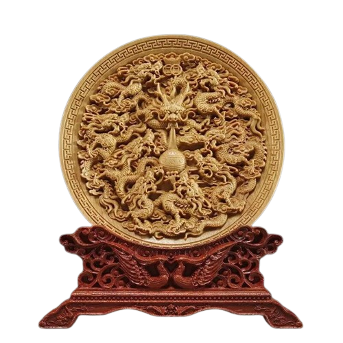 NNEOBA Dragon & Phoenix Solid Wood Statue: Artful Home Decor