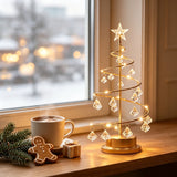 LED Christmas Tree Lamp Warm Light Spiral Golden Metal