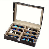 12-Slot Double-Layer Glasses Storage Box – Eyewear & Jewelry Organizer with Display Lid