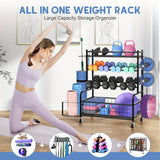 NNETM Double-Layer Iron Storage Rack for Sports Equipment