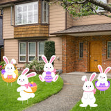 NNETM 5pcs Waterproof Bunny and Easter Eggs Yard Signs