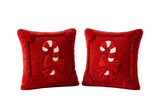 Christmas Cushion Cover Set of 2 Plush Candy Ribbon Design