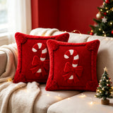 Christmas Cushion Cover Set of 2 Plush Candy Ribbon Design